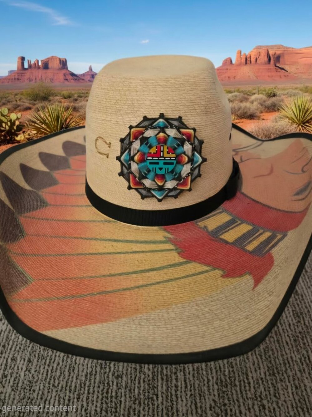 Rare Charlie 1 Horse Be Brave Hat with Navajo Mandala